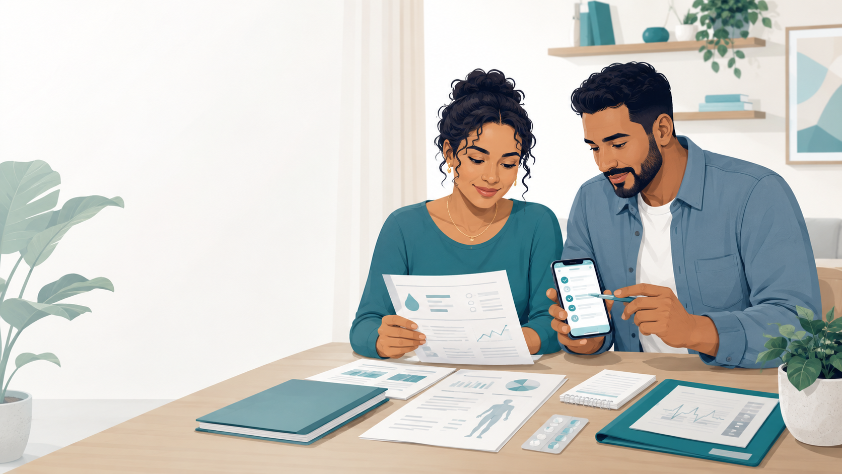 Pessoa organizando documentos para uma consulta